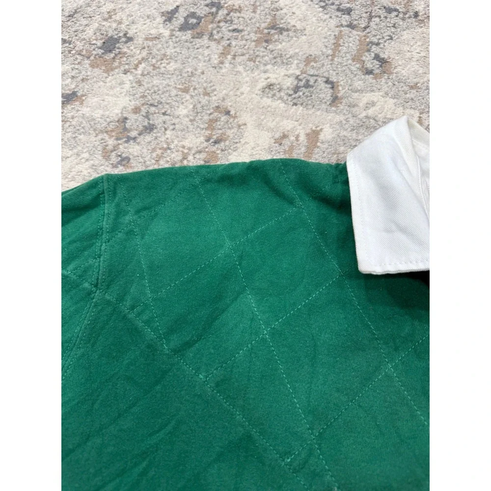 Polo Ralph Lauren Mens Green Quilted Rugby Shirt 3XLT Tall Elbow Patches Padded
